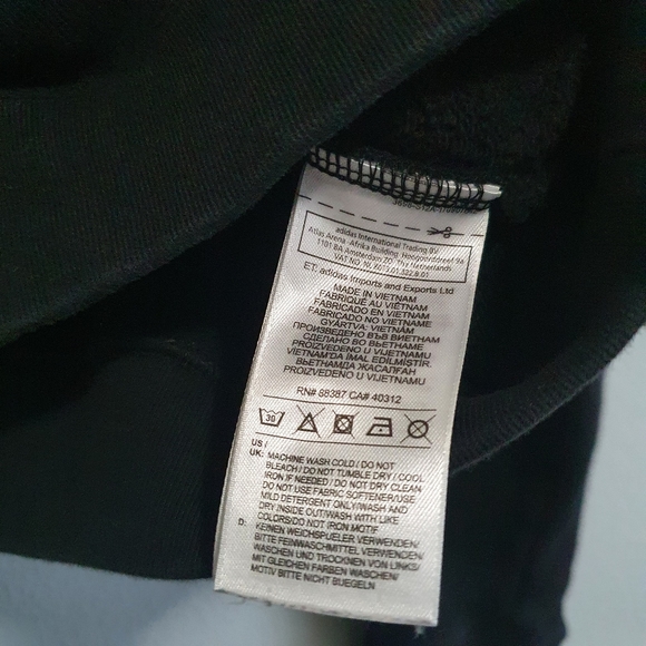 ADIDAS Originals 3 Stripes Black Cropped Hoodie Size S - Picture 4 of 4